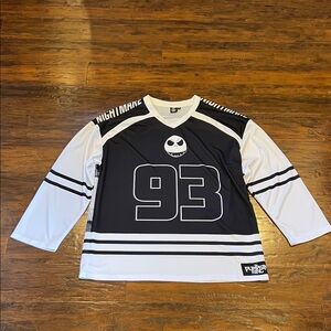 NWOT The Nightmare Before Christmas '93' Hockey Jersey - Black & White Mens M